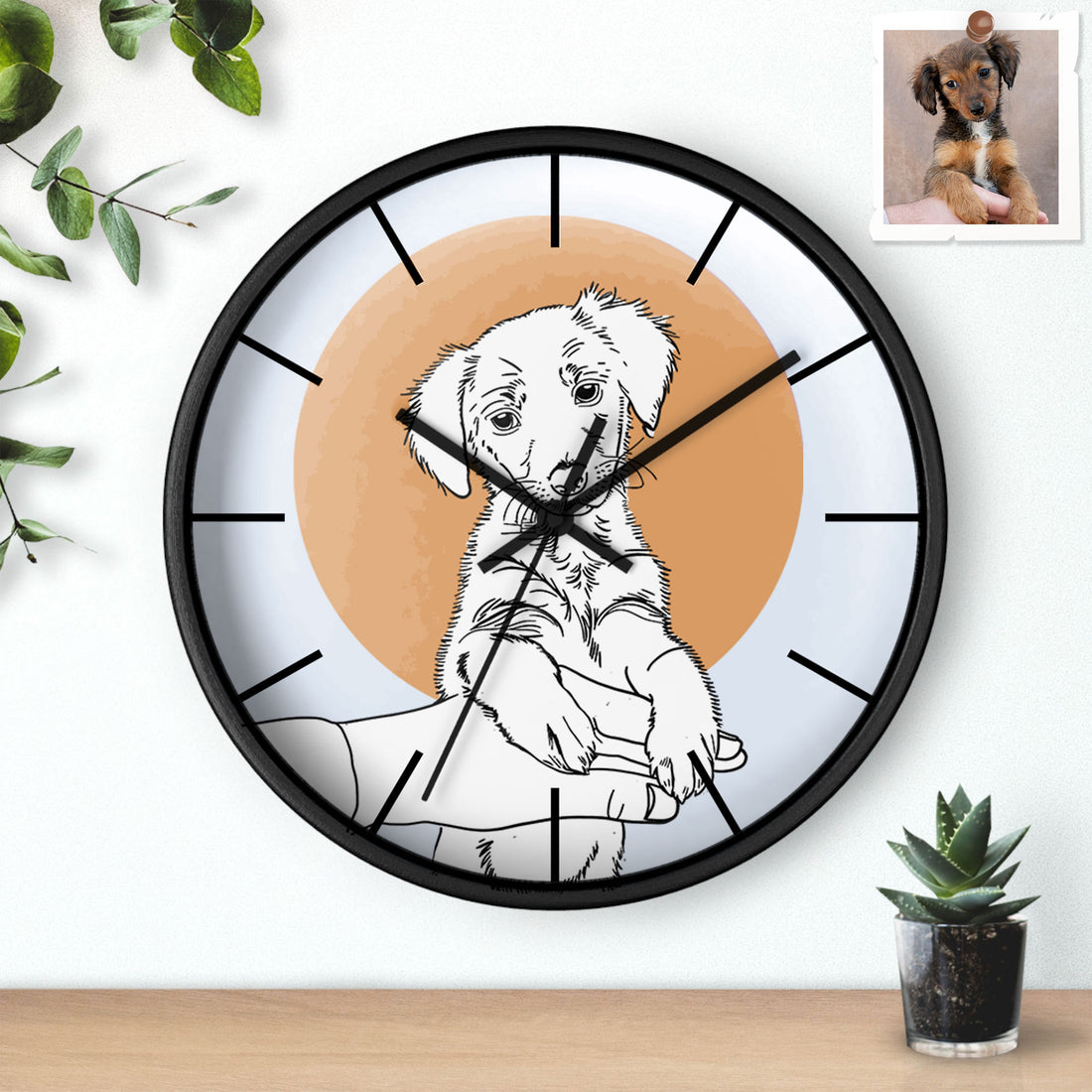 Custom Pet Photo to Line Art, Personalized Pet Lover Gift Wall Clock