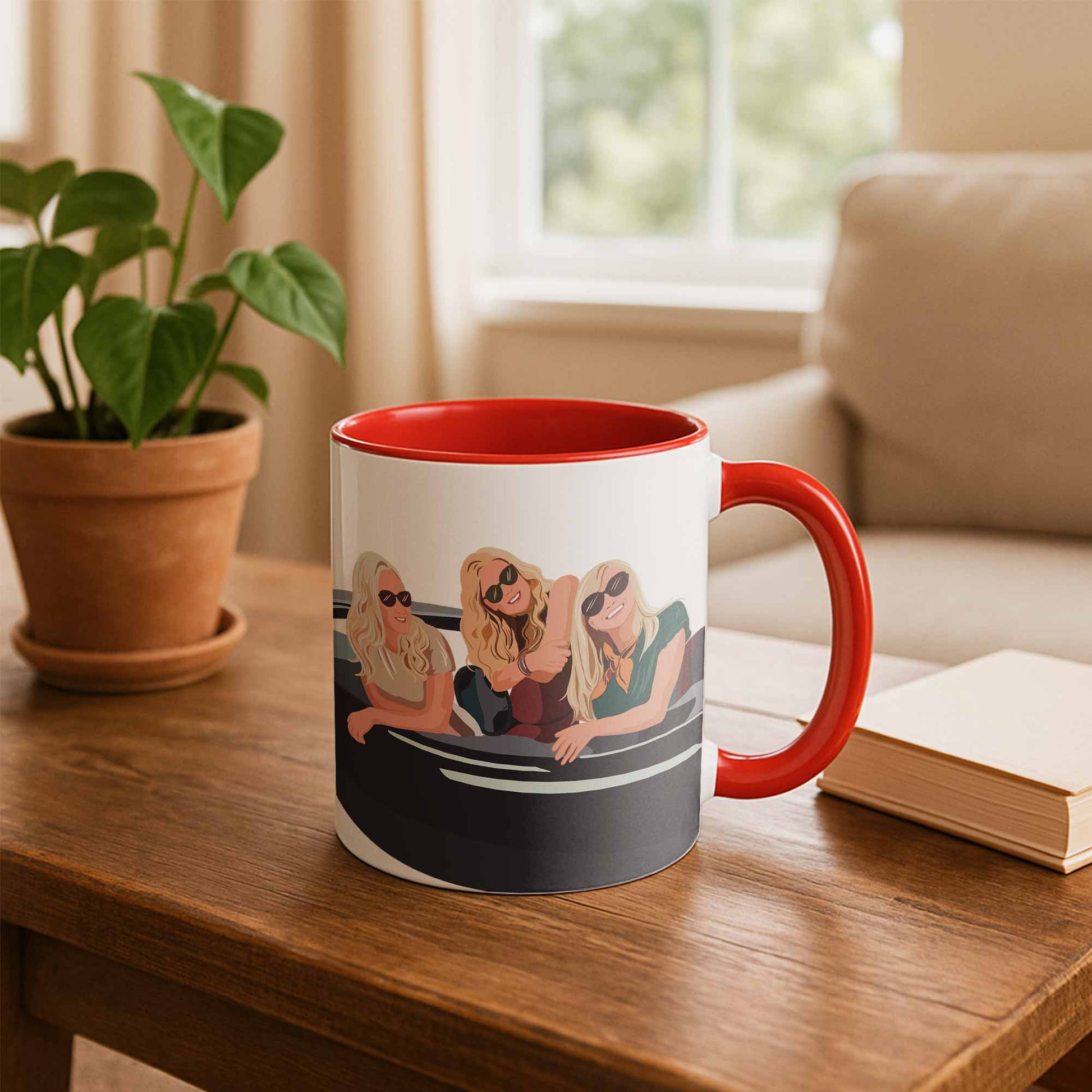 Turn Photo To Art Best Friend Portrait, Thoughtful Friendship Gift, Best Friends Present Canvas Accent Coffee Mug (11, 15oz)-BeUnikArt