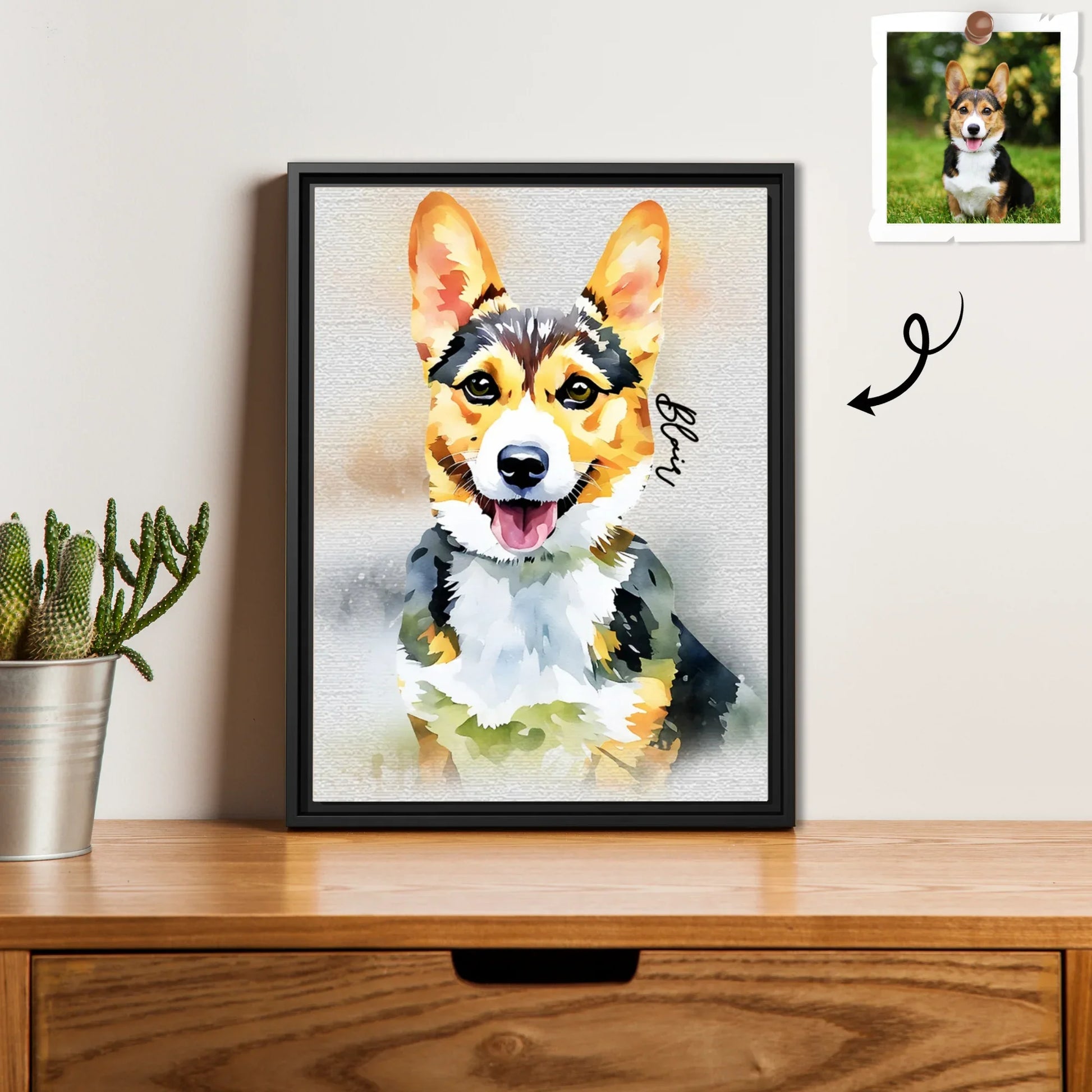Custom Art Express Your Love for Pets, Turn Photo to Water Color Art, Unique Piece for Pet Canvas-BeUnikArt