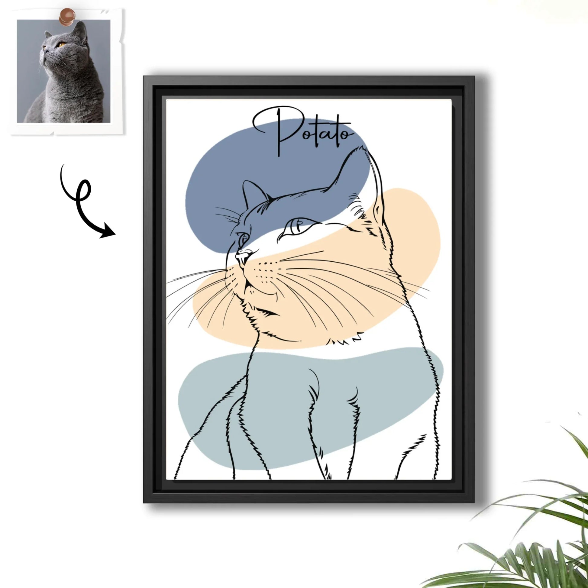 Custom Pet Portrait Minimalist Line Drawing for Pet Lovers, Turn Art Photo Gift Canvas-BeUnikArt