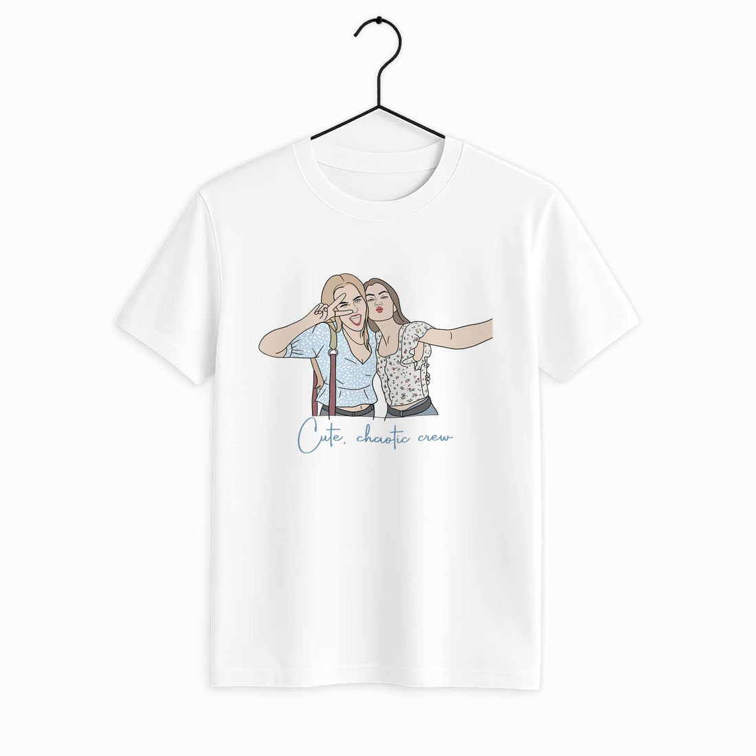 Personalized Friendship Doodle Art from Photo, Best Friends Gift, Friend Anniversary, Birthday Present Unisex Crewneck T-shirt S-5XL