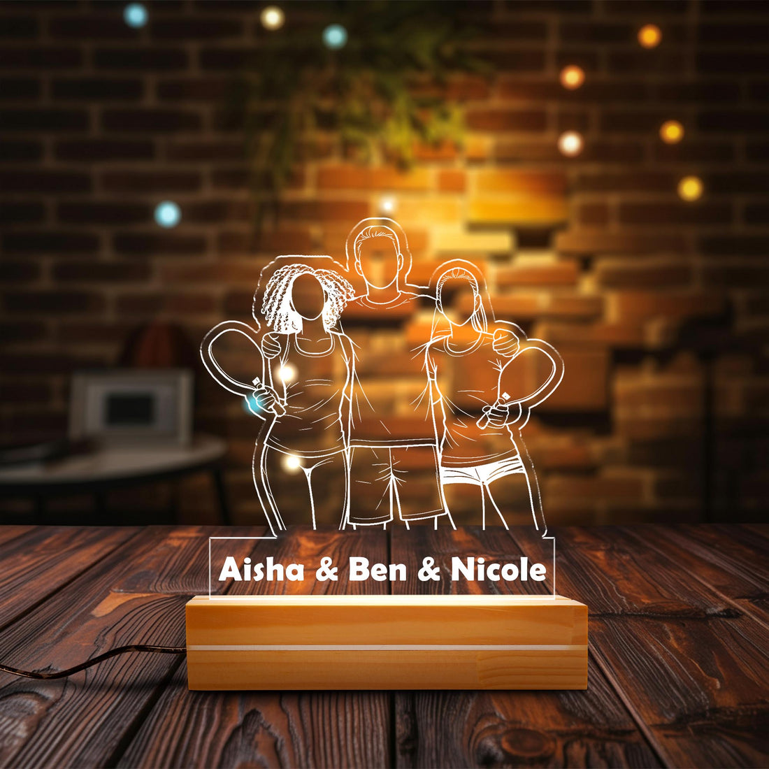 Personalized Best Friend Line Art Night Light - Custom Bestie Minimalist Lamp, Heartfelt Friendship Gift & Room Decor Keepsake