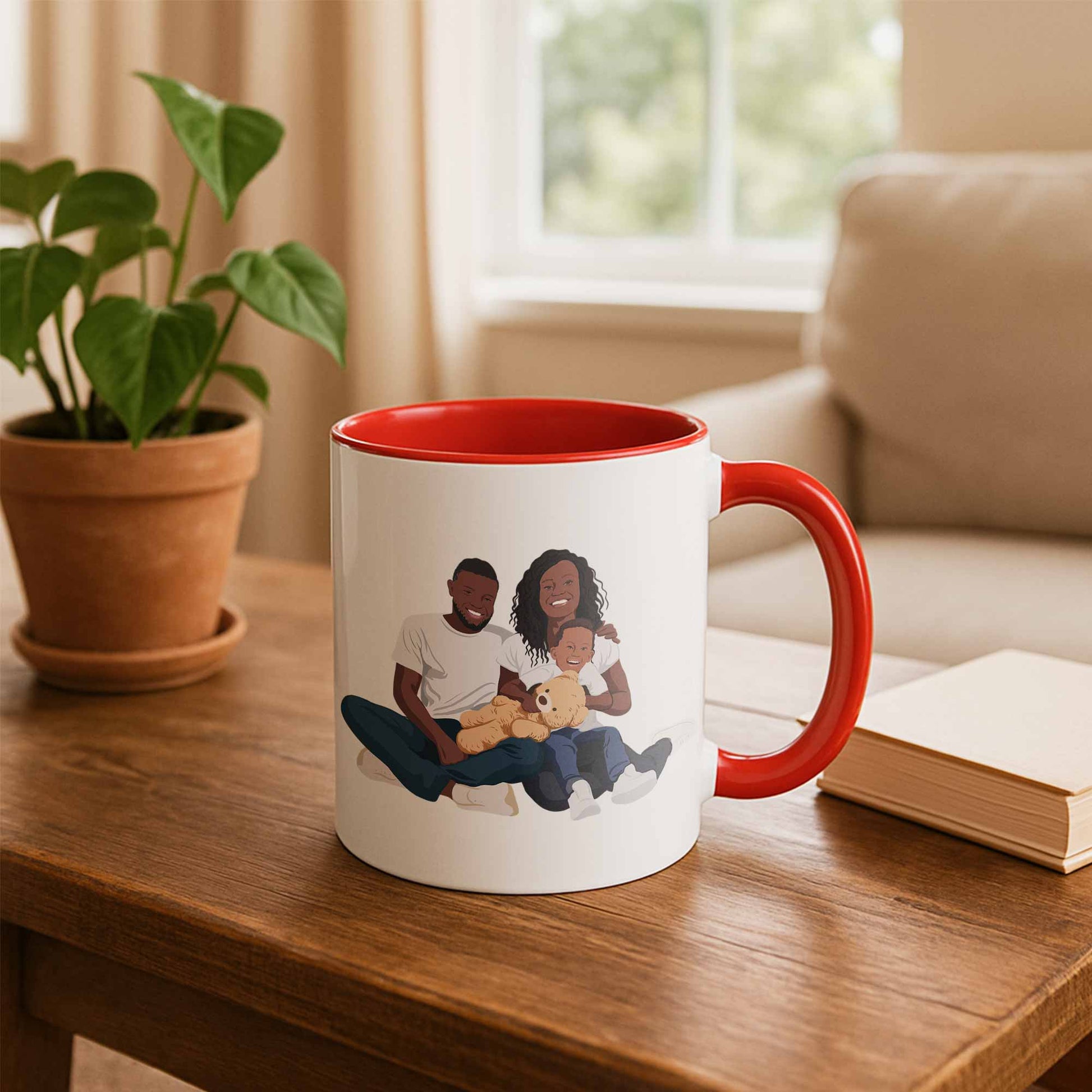 Personalized Family Portrait from Photo, Custom Illustrated Art on Mug, Anniversary Accent Coffee Mug (11, 15oz)-BeUnikArt