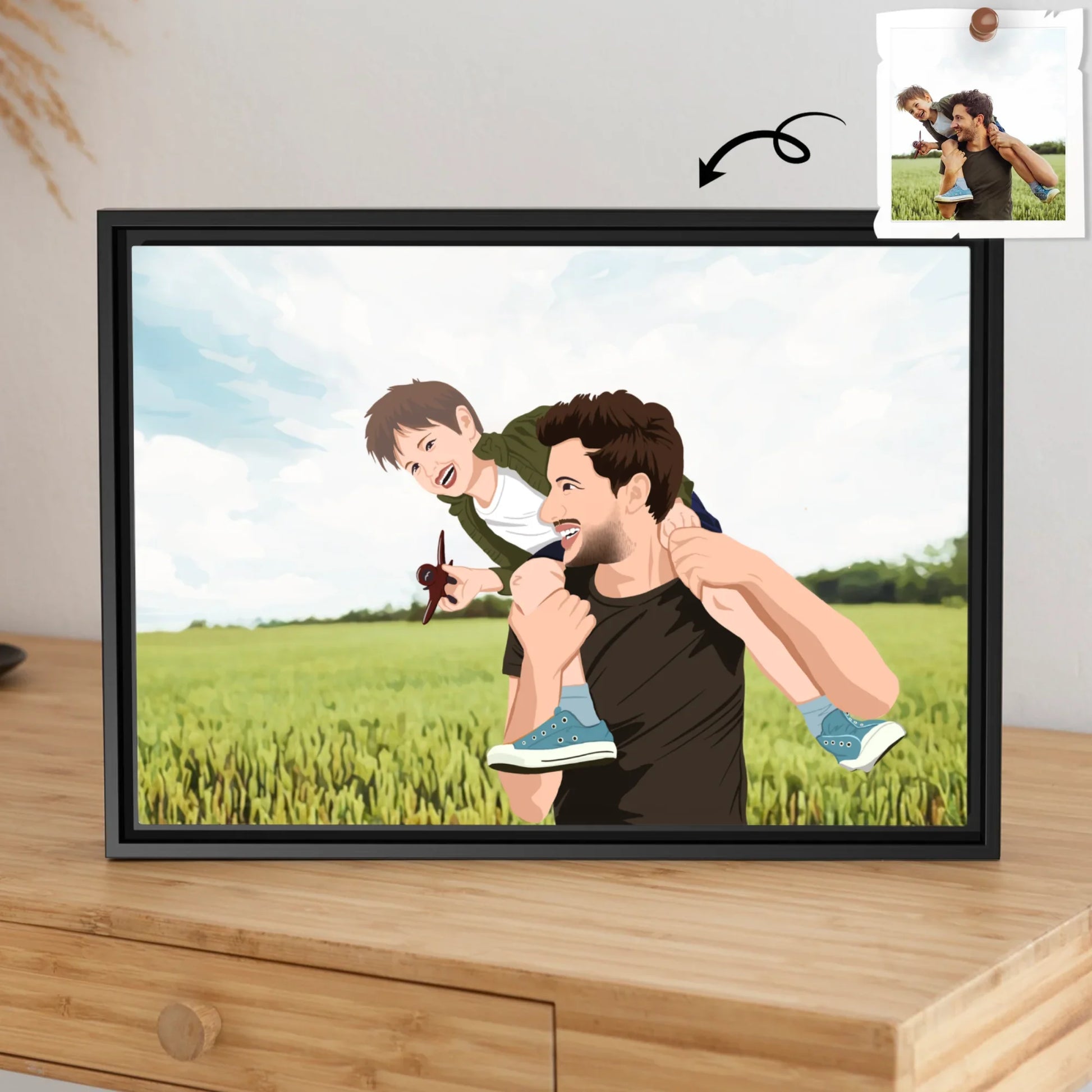Customized Portrait to Art, Custom Gift Turn Art Picture For Dad, Memorial Fathers Day Canvas-BeUnikArt