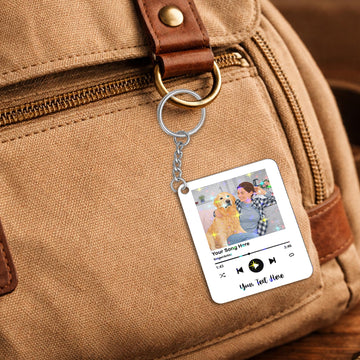 Personalized Pet Illustration Music Hologram Keychain - Custom Paw-trait Art for Pet's Owner