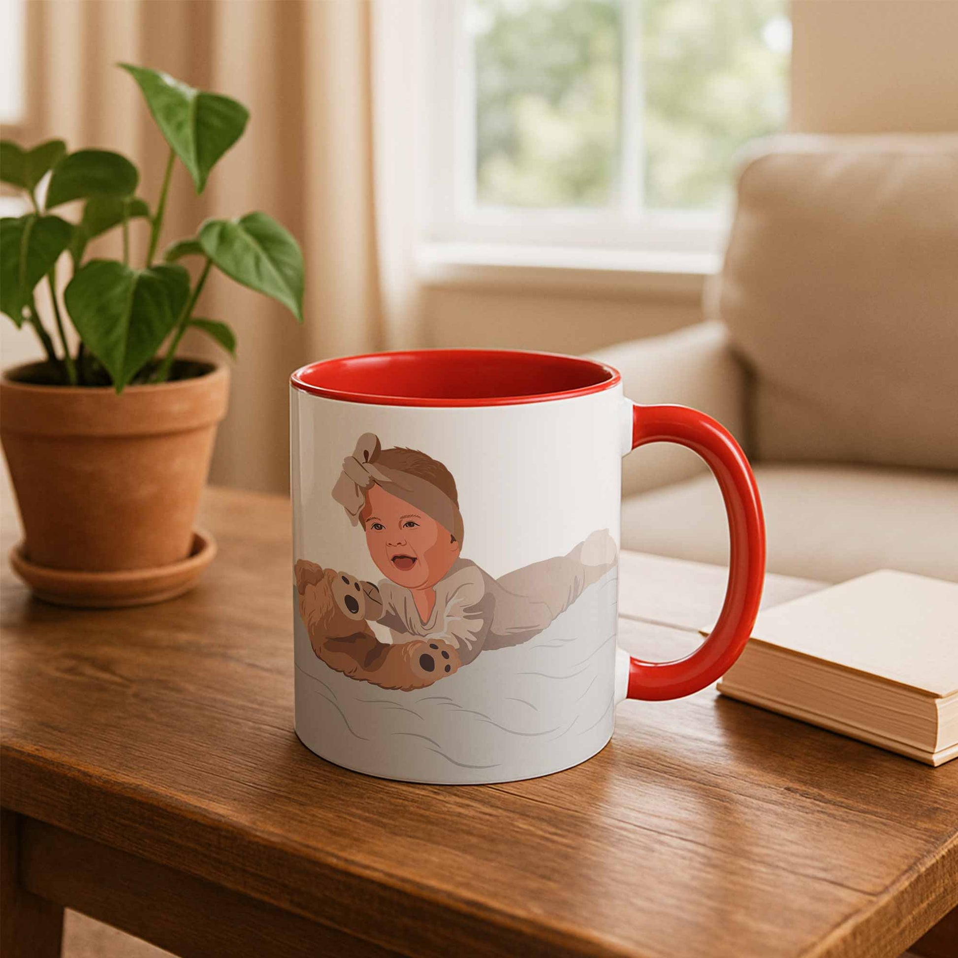 Custom Baby Portrait from Photo, Personalized Art Mug, Thoughtful Gift for Baby Shower, Accent Coffee Mug (11, 15oz)-BeUnikArt
