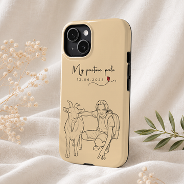 Custom Pet Parent Detailed Line Art Tough Phone Case with Personalized Text