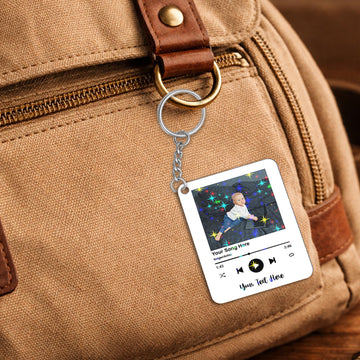 Personalized Baby Illustration Music Hologram Keychain - Custom Gift for New Parents, Sweet First Birthday & Baby Shower Keepsake