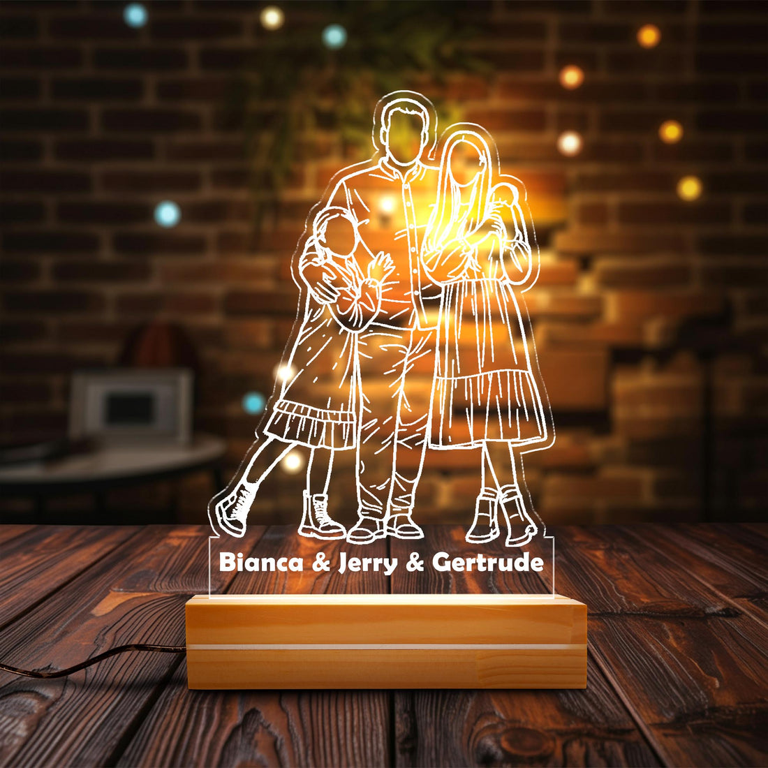 Personalized Family Line Art Night Light - Custom Acrylic Portrait Lamp, Minimalist Housewarming Gift & Heartwarming Home Decor