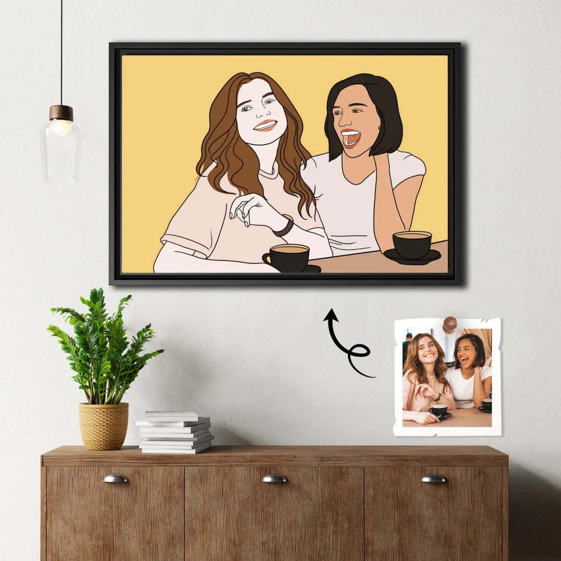 Personalized Friendship Doodle Art from Photo, Best Friends Gift, Friend Anniversary, Birthday Present Digital File-BeUnikArt