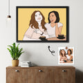 Personalized Friendship Doodle Art from Photo, Best Friends Gift, Friend Anniversary, Birthday Present Digital File-BeUnikArt
