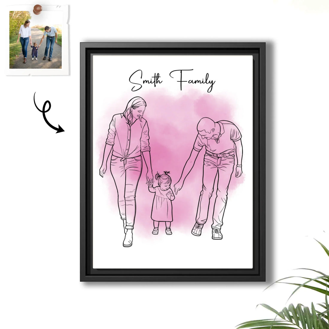 Personalized Line Art from Photo Couple Anniversary Family Gift Digital File-BeUnikArt