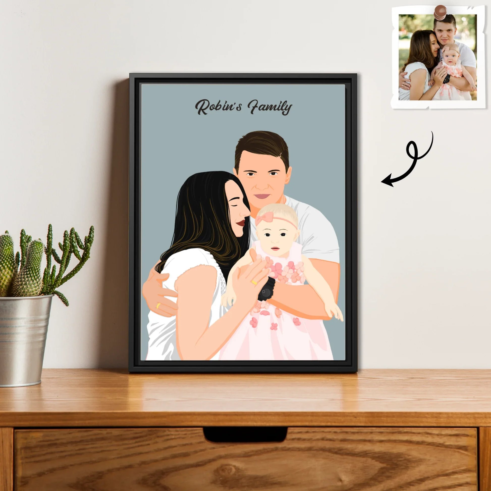 Personalized Family Portrait from Photo, Custom Illustrated Art, Unique Gift for Home, Anniversary Canvas-BeUnikArt