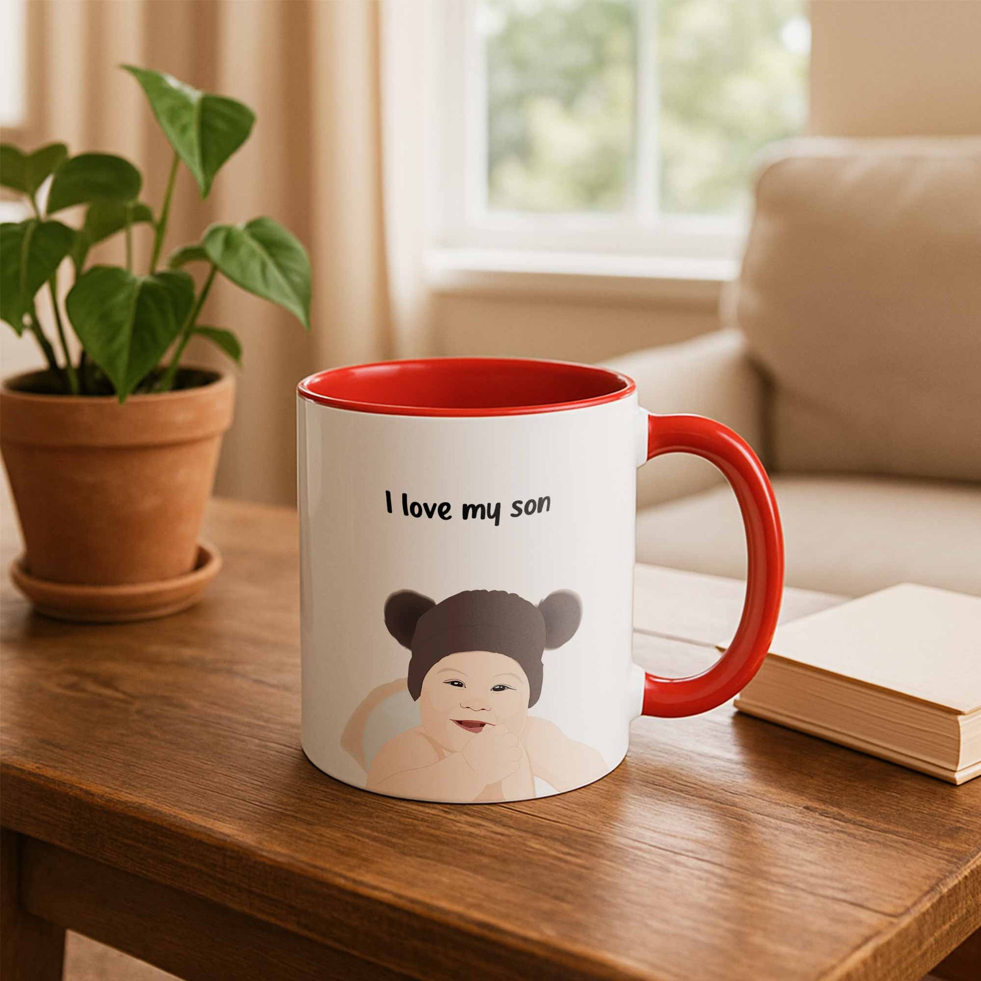 Custom Baby Portrait Photo Art, Personalized Baby Illustration Art Mug, Newborn Keepsake Accent Mug (11, 15oz)-BeUnikArt