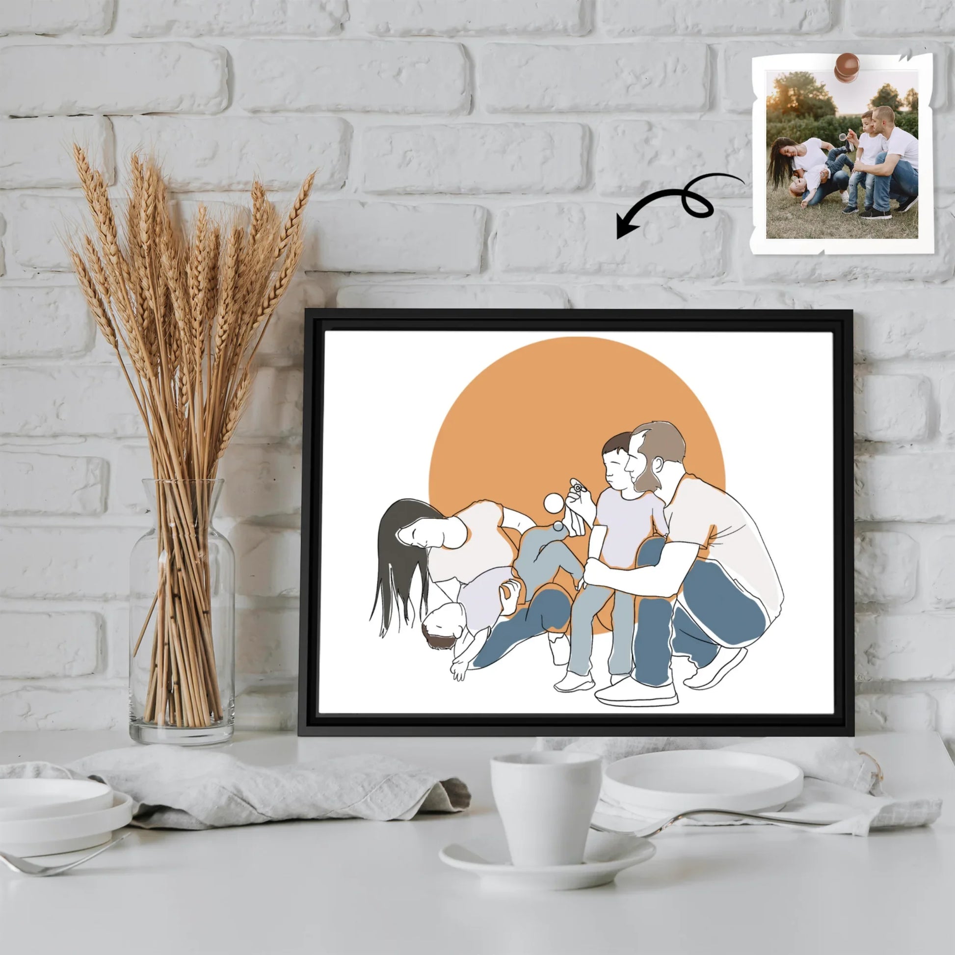 Personalized Turn Family Photo to Doodle Art Style, Perfect Gift for Father, Mother's Day, Family Picture Decorative Digital File-BeUnikArt