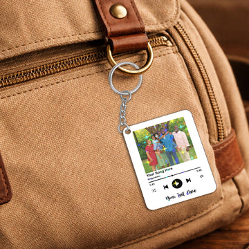Personalized Family Illustration Music Hologram Keychain - Custom Gift for Family
