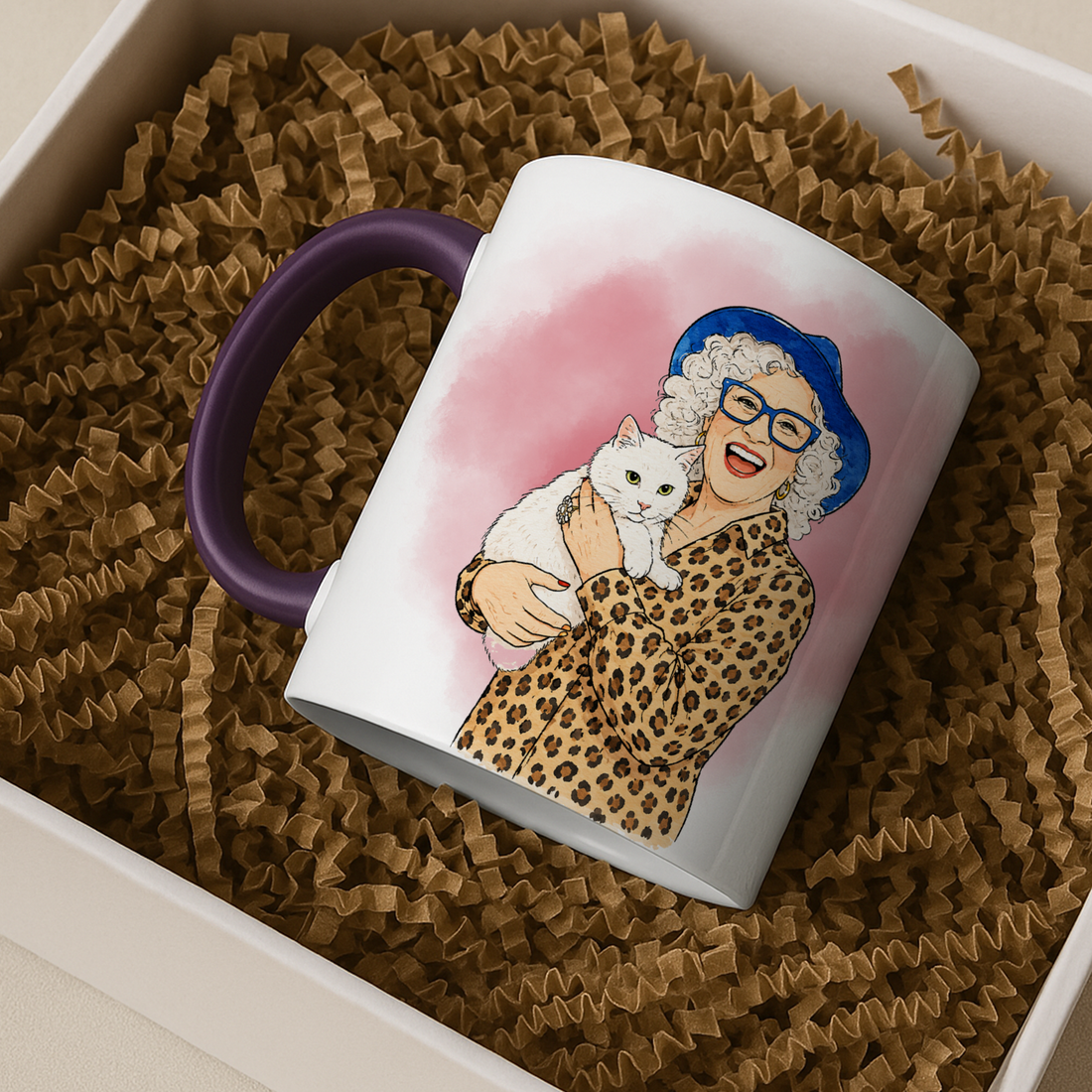Custom Cat & Owner Water Color Doodle Accent Mug with Personalized Text