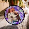 Customize Portrait Photo to Illustration Art, Family Mom Dad Son Daughter Stain Glass Suncatcher, Father's Day Mother's Day Gift-BeUnikArt