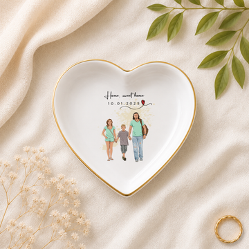 Personalized Big Family Photo Illustration Trinket Dish with Custom Text, Custom Family Keepsake Gift