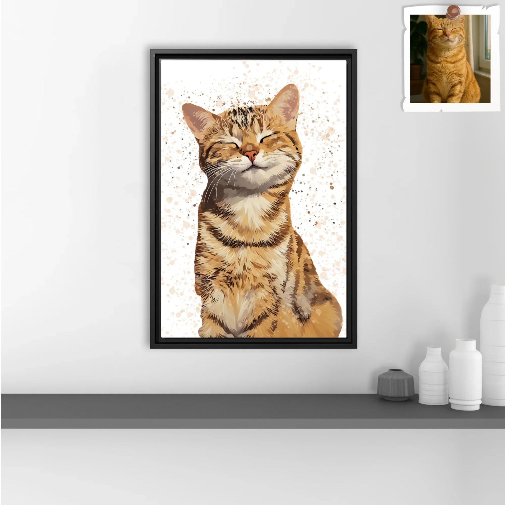 Custom Turn Photo to Art Illustration Style Canvas, Show Off Your Pet’s Personality, Fun Custom Canvas-BeUnikArt