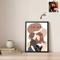 Customized Mom and Baby Dad and Kids Photo Turn to Doodle Art Style, Family Gift Anniversary Canvas-BeUnikArt