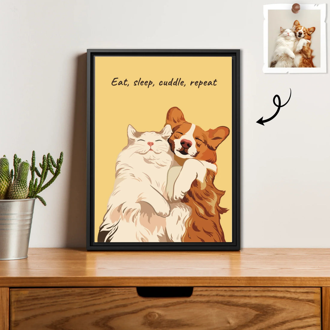 Turn Photo To Art Digital File For Pet Lovers, Personalized Cat Memorial Gift, Dog Loss Keepsake, Dog Mom Cat Dad Decorative Digital File-BeUnikArt