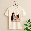 Customized Portrait Photo to Illustration Art Painting, Happy Mothers Day Gift Unisex Crewneck T-shirt S-5XL-BeUnikArt