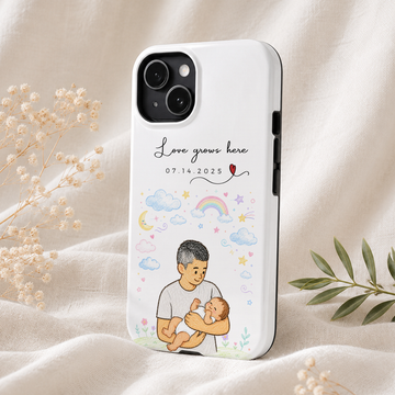 Personalized With Dad Crayon Doodle Tough Phone Case with Custom Text