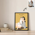 Personalized Illustration Art From Portrait Photo, Mom and Kid Memorial, Mothers Day Canvas-BeUnikArt