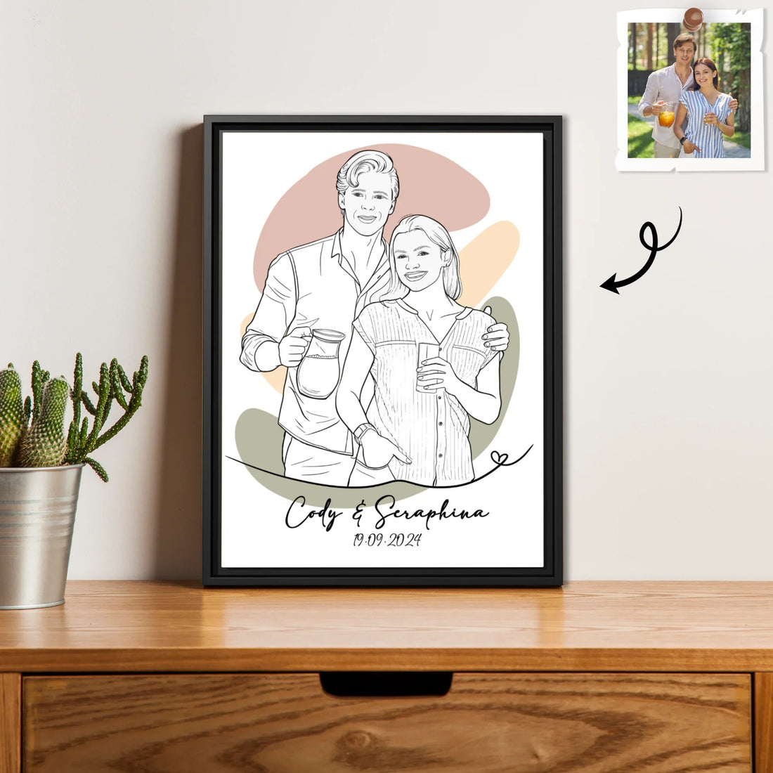 Customized Couple Portrait Photo to Line Art Lovely Anniversary Gift Digital File-BeUnikArt