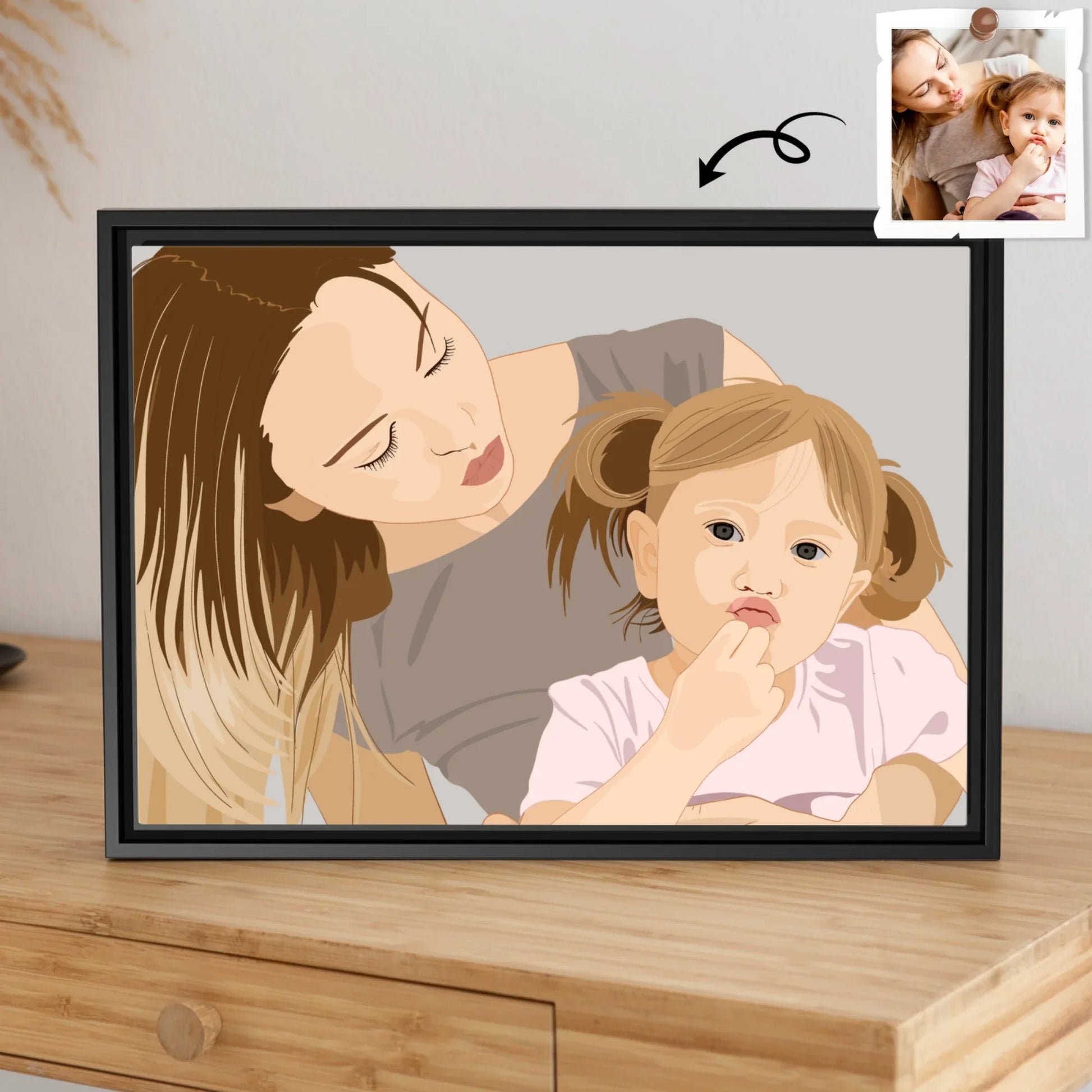 Happy Mothers Day Gift, Customized Portrait Photo to Illustration Art Paiting, Memorial Digital File-BeUnikArt