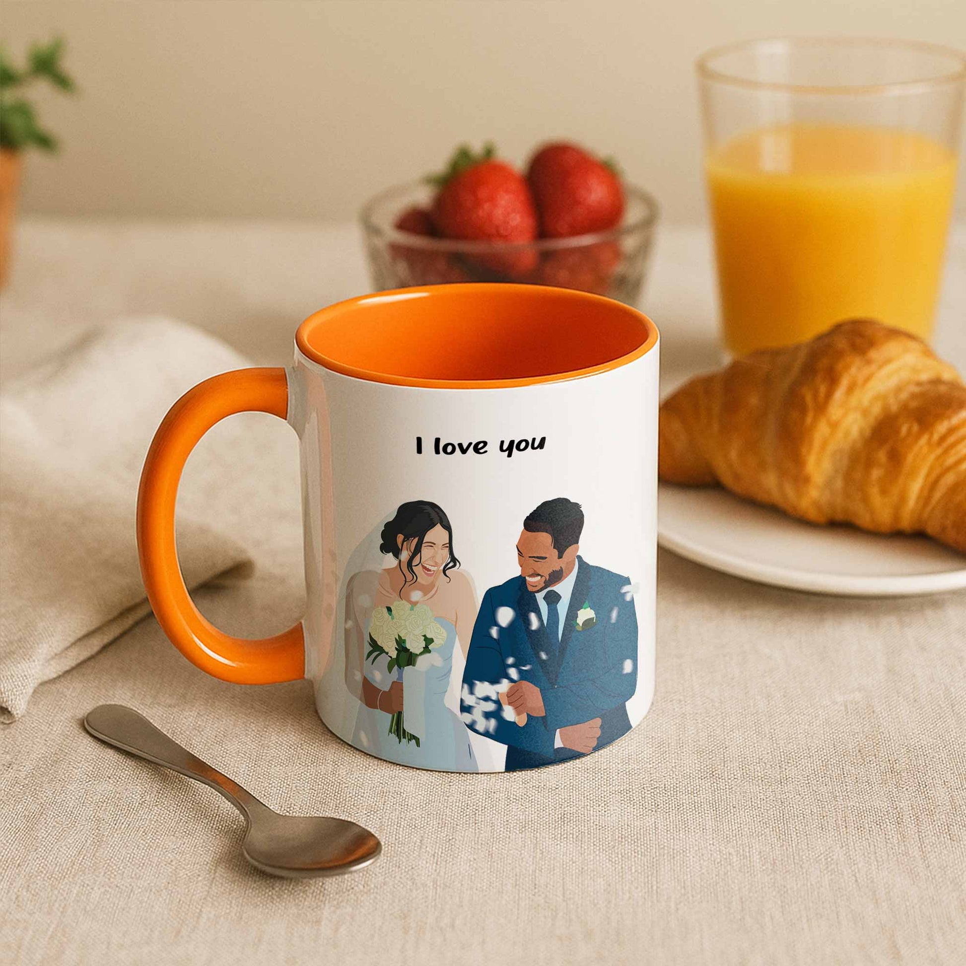 Personalized Wedding Illustration Art, Unique Gift for Newlyweds, Wedding Anniversary Accent Coffee Mug (11, 15oz)-BeUnikArt