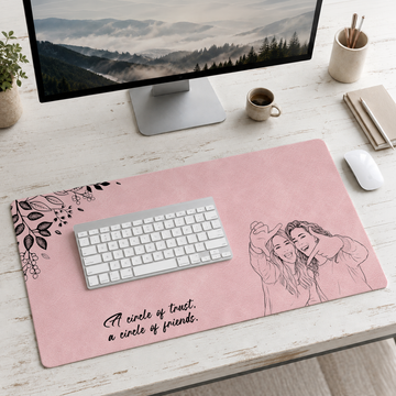 Personalized Photo to Detailed Line Art Friends Desk Mat with Custom Text