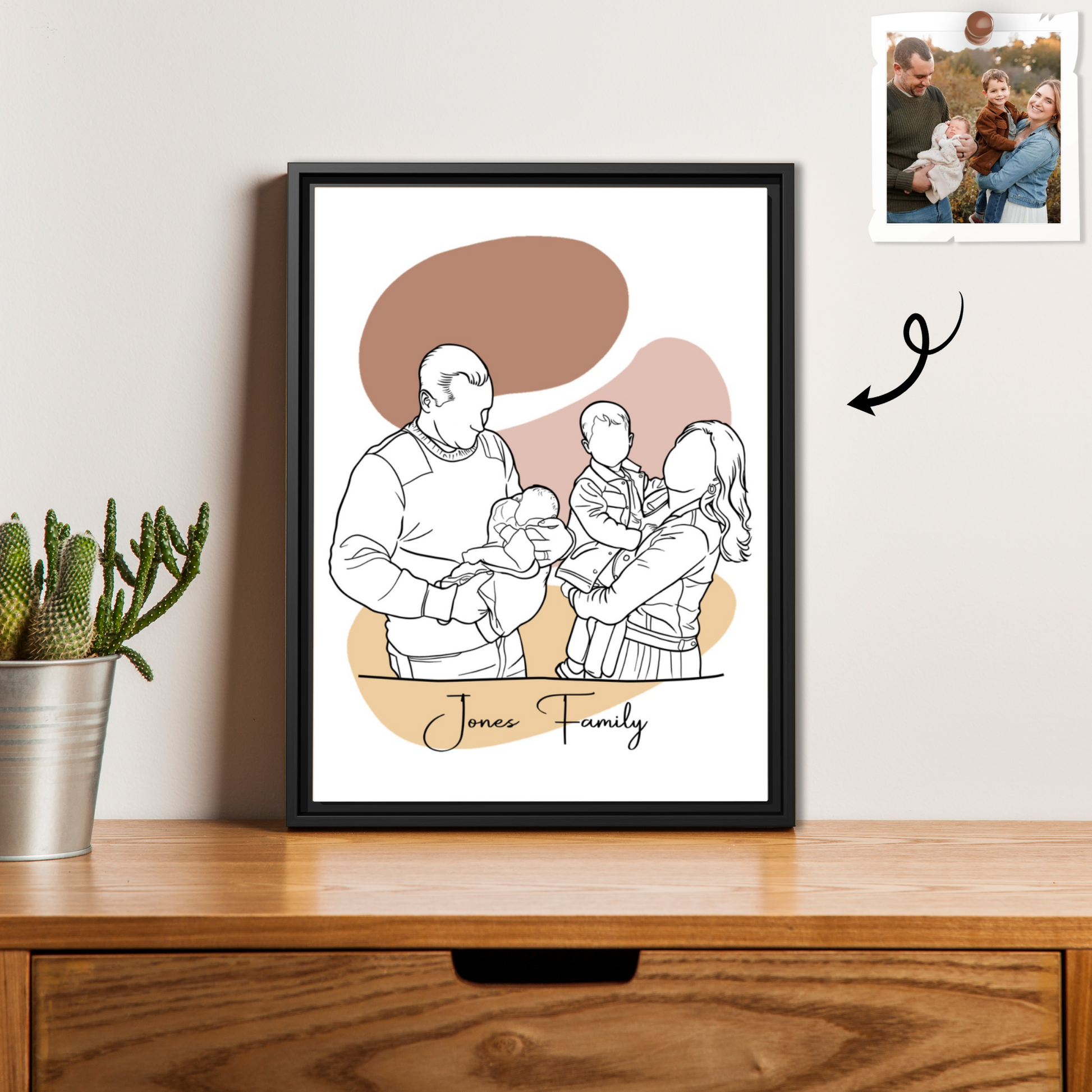 Custom Family Photo Turn To Line Art, Perfect Gift for Father, Mother's Day Canvas-BeUnikArt