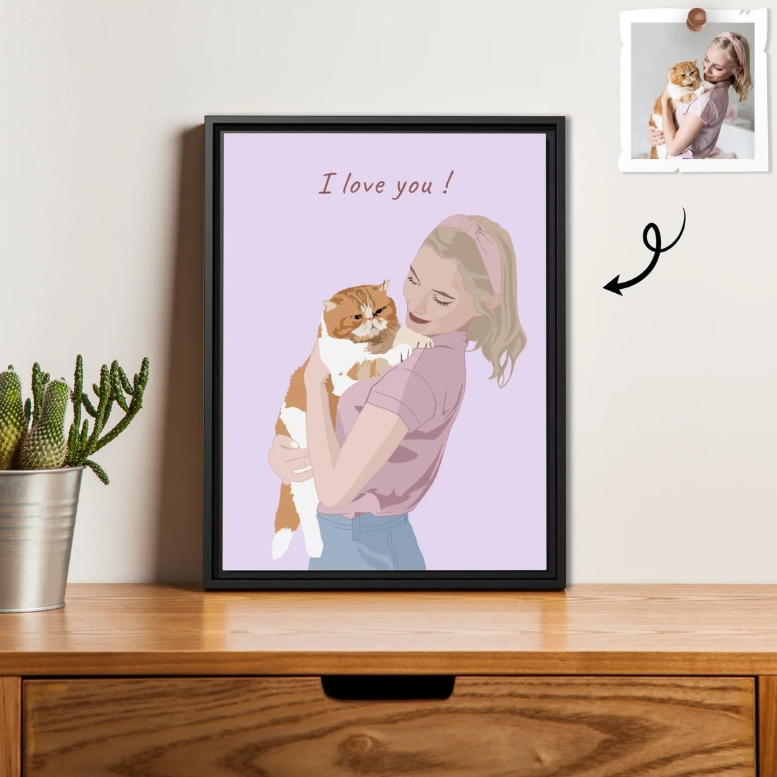 Personalized Cat Mom Turn Photo To Art Gift Idea, Keepsake For Pet Lover, Dog Memorial, Pet Loss Digital File-BeUnikArt