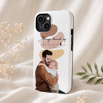 Personalized Dad & Kid Illustration Tough Phone Case with Custom Text