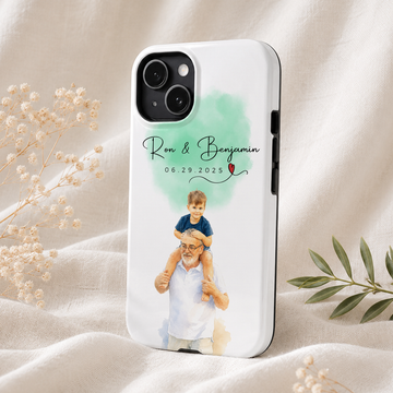 Personalized Dad Grandpa Water Color Tough Phone Case with Custom Text