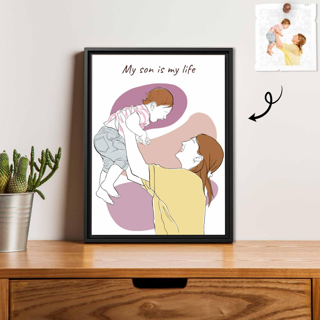Customized Mom and Baby Dad and Kids Photo Turn to Doodle Art Style, Family Gift Anniversary Digital File-BeUnikArt