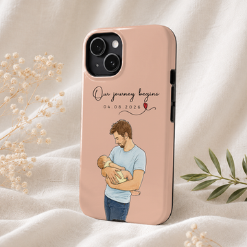 Personalized Baby With Parent Water Color Doodle Tough Phone Case with Custom Text