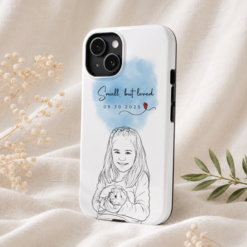 Custom Pet & Owner Detailed Line Art Tough Phone Case with Personalized Text