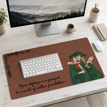 Personalized Graduation Photo to Illustration Desk Mat with Custom Text