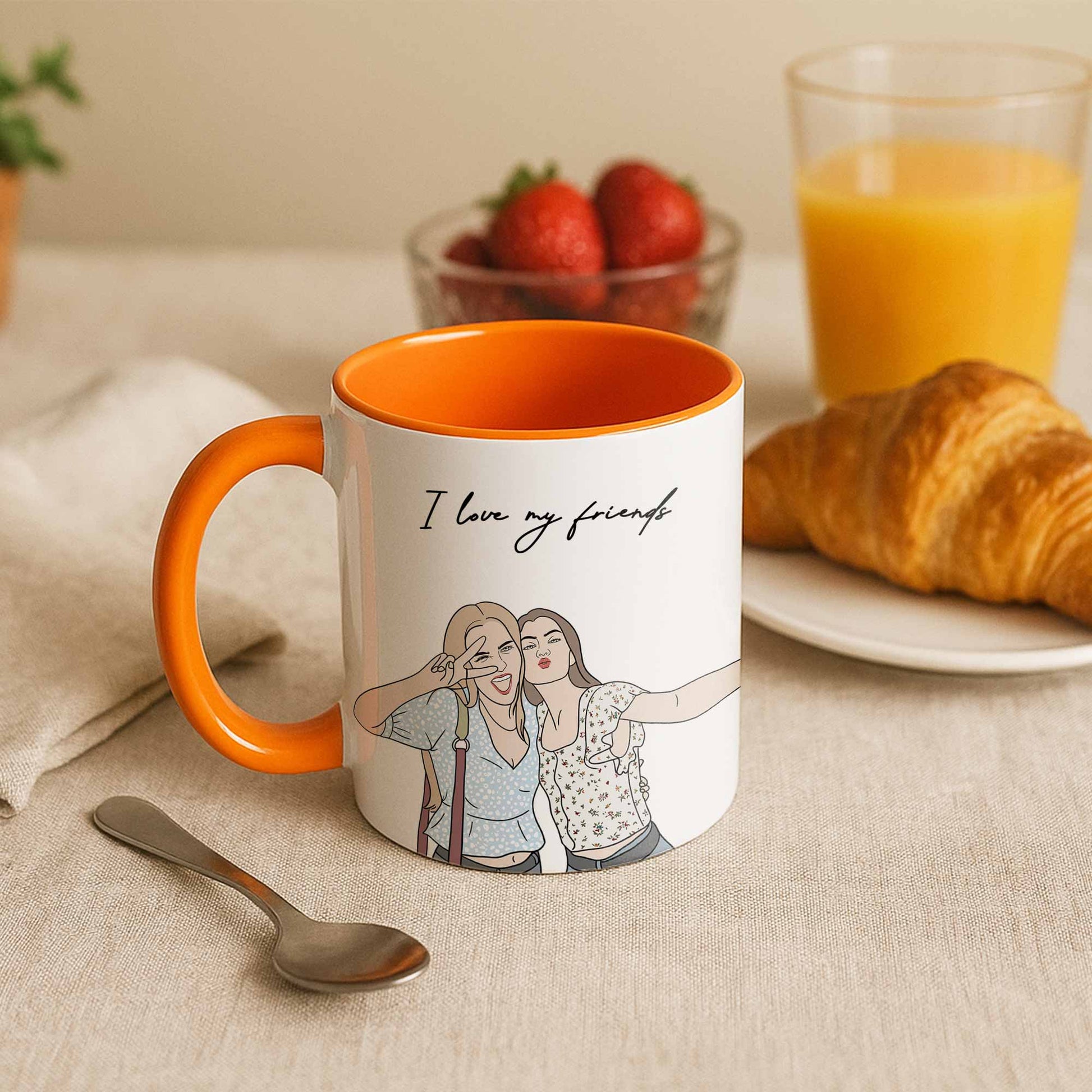 Personalized Friendship Doodle Art from Photo, Best Friends Gift, Friend Anniversary Birthday, Accent Coffee Mug (11, 15oz)-BeUnikArt