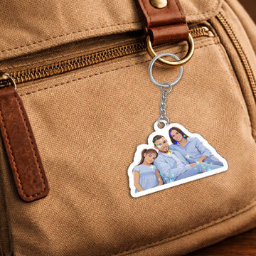 Custom Family Illustration Hologram Keychain - Personalized Family Portrait & Photo Keepsake Gift