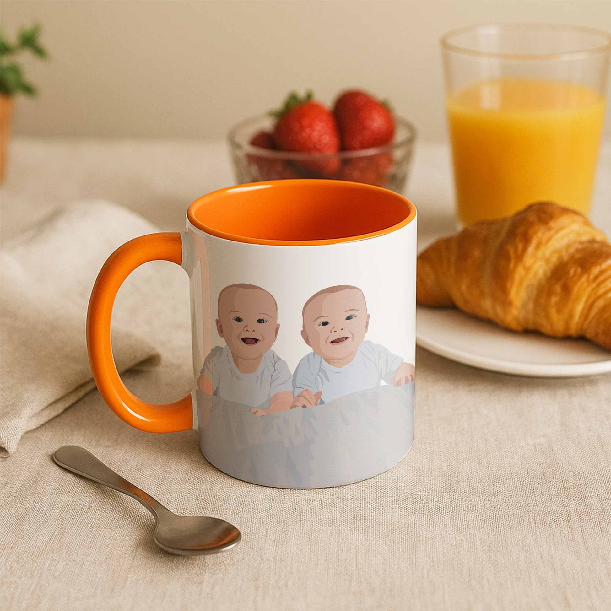 Custom Baby Portrait Photo Art, Personalized Baby Illustration Art Mug, Newborn Keepsake Accent Mug (11, 15oz)-BeUnikArt