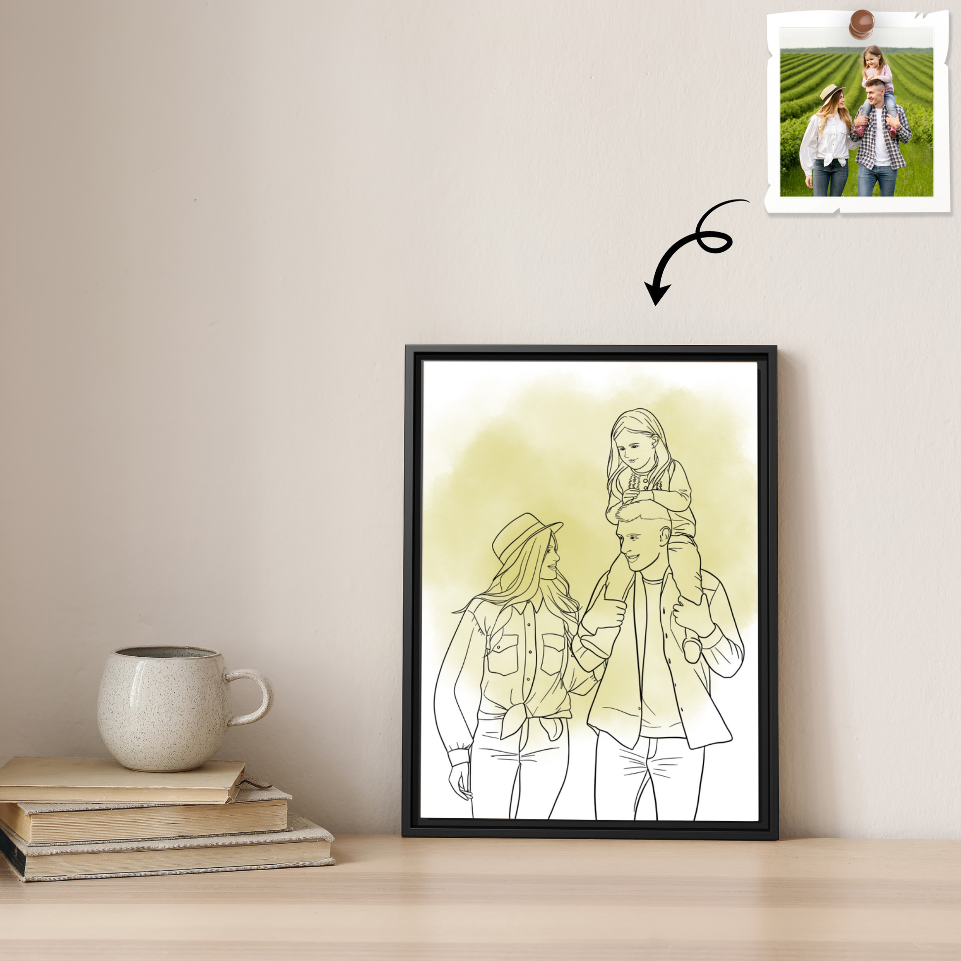 Personalized Photo to Line Art Illustration Anniversary, Family, Father, Mothers Day Canvas-BeUnikArt