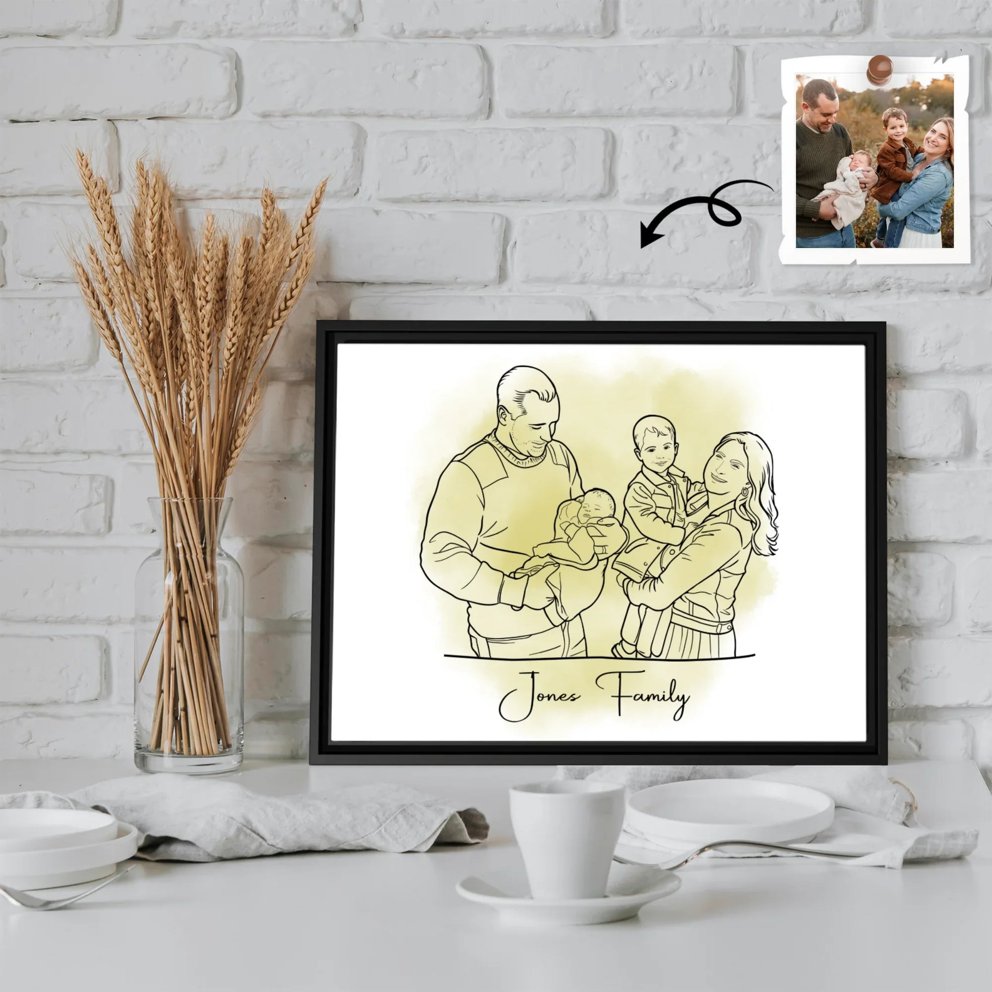 Personalized Line Art from Photo Couple Anniversary Family Gift Canvas-BeUnikArt