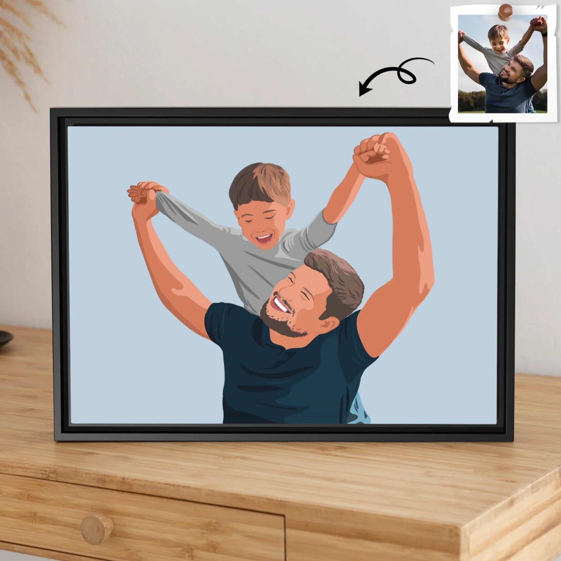 Personalized Turn Photo To Art Painting, Dad Potrait Photo Fathers Day Gift Canvas-BeUnikArt