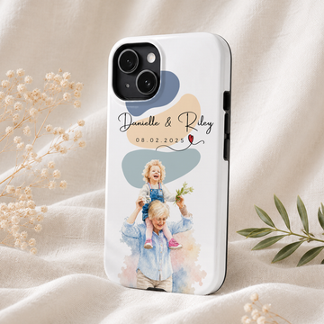 Personalized Mom Grandma Water Color Tough Phone Case with Custom Text
