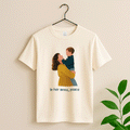 Personalized Illustration Art From Portrait Photo, Mom and Kid Memorial, Mothers Day Unisex Crewneck T-shirt S-5XL-BeUnikArt