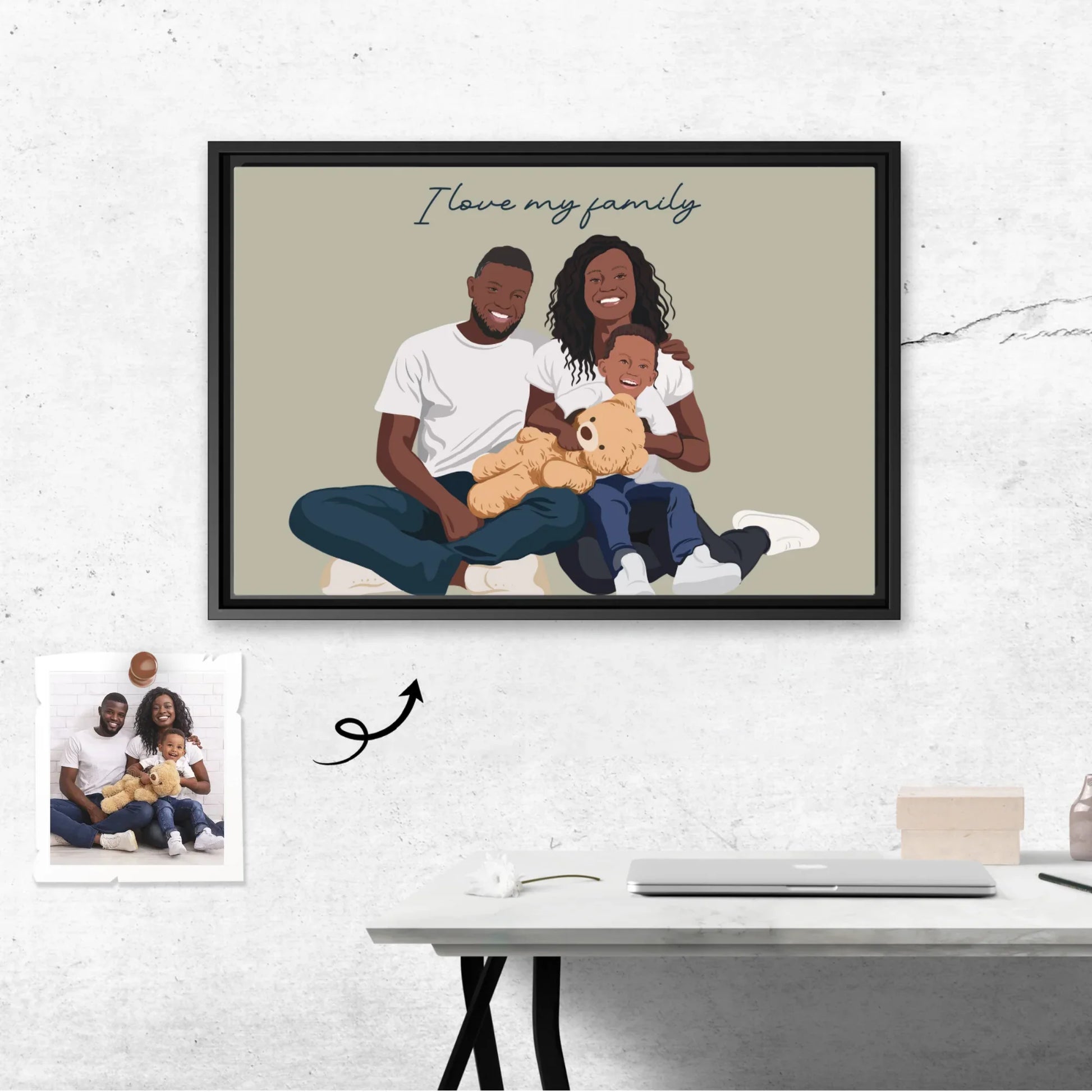Personalized Family Portrait from Photo, Custom Illustrated Art, Unique Gift for Home, Anniversary Canvas-BeUnikArt